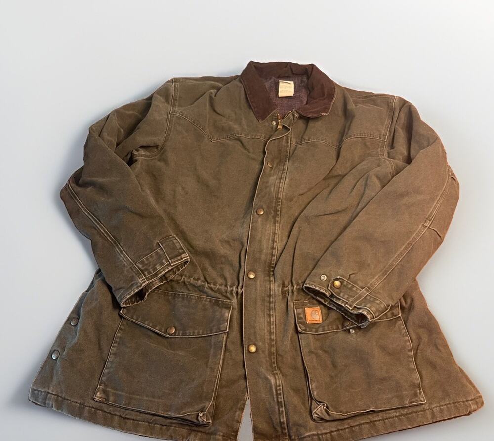 Vintage Carhartt Jacket Mens XXL Tall Green C52 MOS Insulated Blanket Lined Barn
